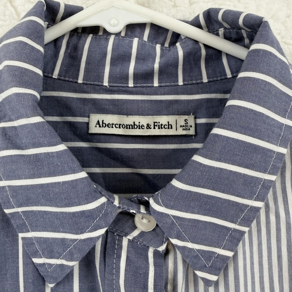 Abercrombie & Fitch Shirt Dress Womens Small Blue Stripe Button Tunic Minimalist - Picture 3 of 7
